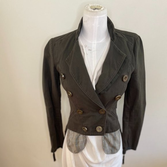 y2k Vintage l.a.m.b. Gwen Stefani Cropped Military Jacket w/ Tails - Picture 1 of 5